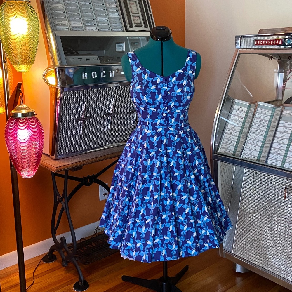Miss Lulo Blue Jay Dress - Sz. M EUC